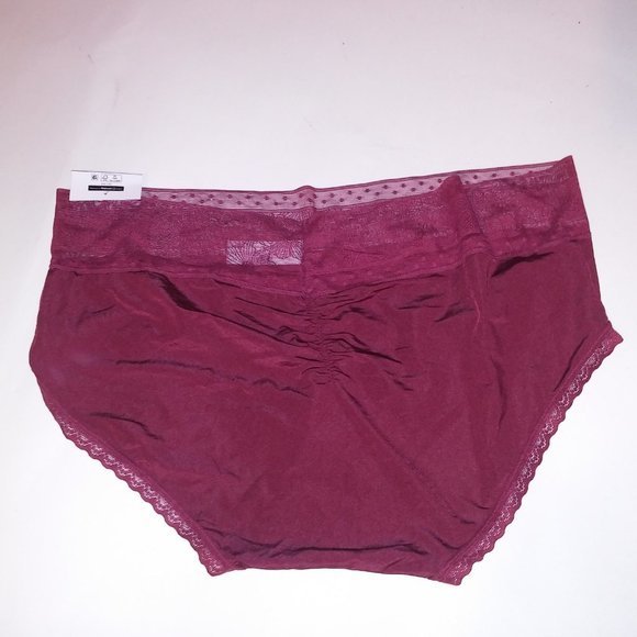 No Boundaries Panty XXL 2X 19 Hipster Solid Burgundy Lace Trim New With Tags  *B - Picture 6 of 7